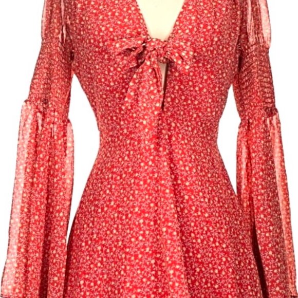 Vici Collection Floral Bell Sleeve Mini Dress Size Extra Small - Picture 2 of 12